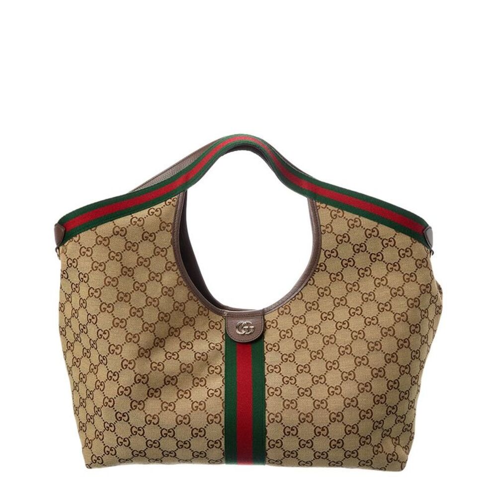 Gucci Giglio Large Gg Canvas & Leather Tote, Beige